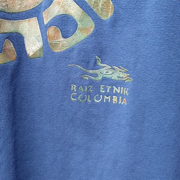 Raiz Etnik Columbia Artwork Blue Souvenir T-shirt size Small - Picture 3 of 9